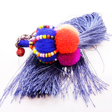 Load image into Gallery viewer, Hill Tribal Style Blue Ver.1 Handmade keyring Thailand Trip keychain gifts