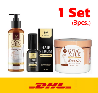 1Set Goat Milk Keratin Shampoo+Serum goat milk+Hair Treatment Premium