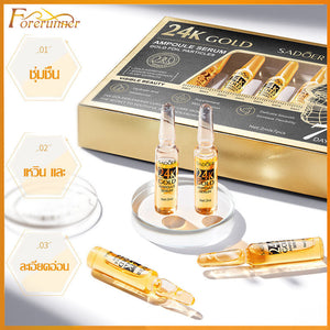 SADOER 24K GOLD Ampoule SERUM 2ml*7 Vial Reveal Smooth Clear Skin Look Youthful Helps Reduce Wrinkles