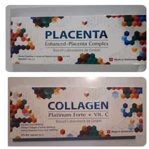 Set White Skin Glutax 8000000 GS+Laroscorbine Diamond E-UF+ Collagen fort plattinum + Placenta Enhanced Complex 1 Set