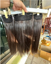 Load image into Gallery viewer, 3-piece genuine human hair hair extension, 50 centimeters long, uses 2 bundles of hair