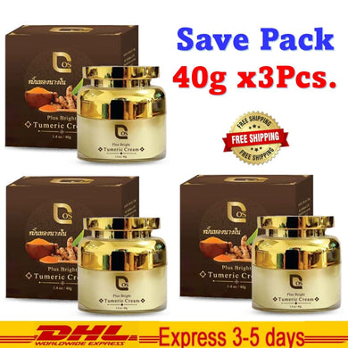 3 x Cos Plus Bright Tumeric Cream Skin Smooth Soft Moist Natural Herbs 40g