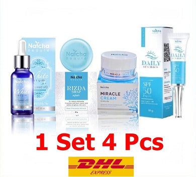 4 Pcs Set Natcha serum, Richda soap, Miracle Cream, sunscreen nourishing skin