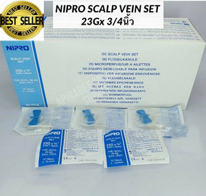 50 Pcs Scalp Vein Set Butterfly Needle Nipro Injection Winged Infusion 23g × 3/4"