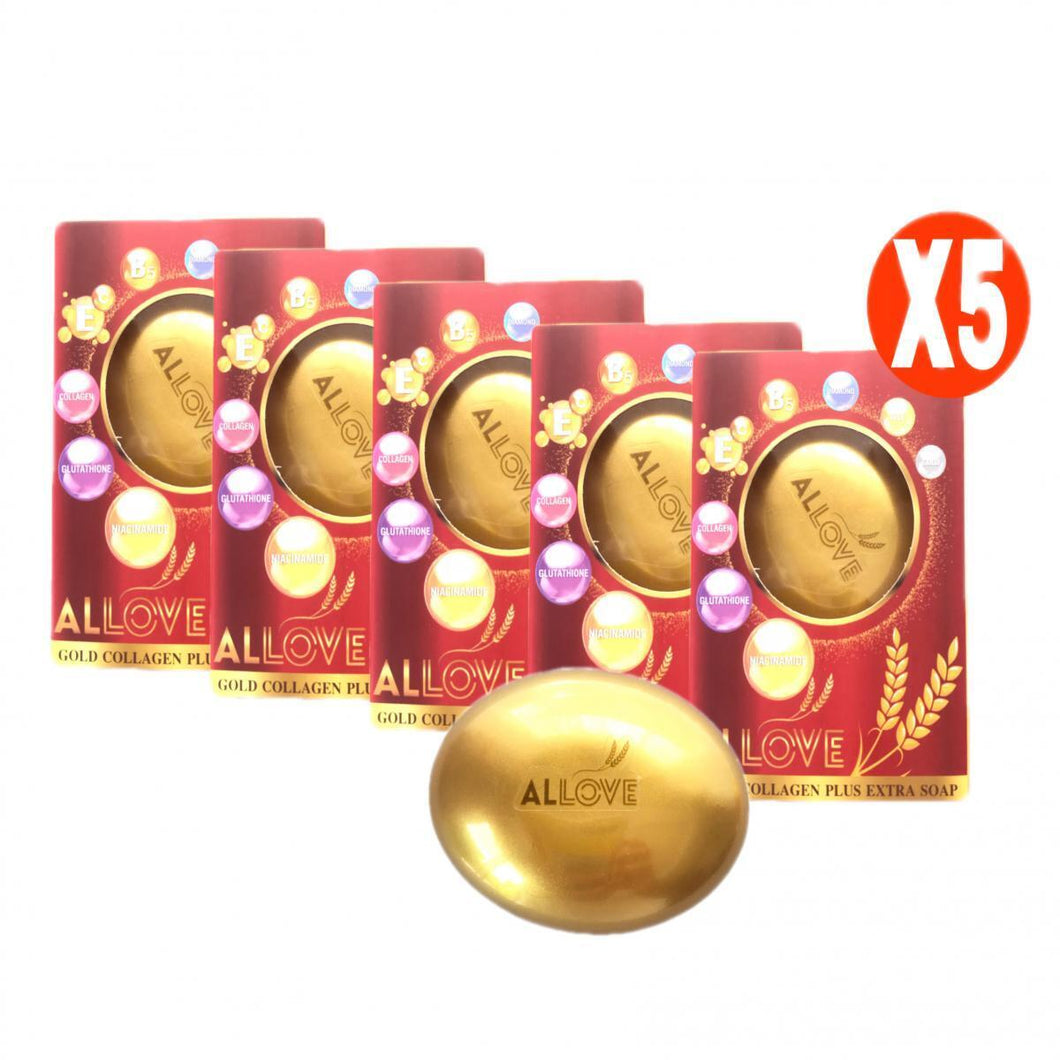 5X AL Love Pure Skincare Facial Gold Collagen Soap Plus 100g.