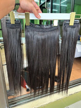 Load image into Gallery viewer, Real human hair extensions, black, straightened, 60 centimeters, 1 bundle makes 3 pieces