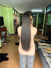 Load image into Gallery viewer, 60 cm long, genuine human hair ponytail. Requires 2 bundles of hair.