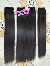 Load image into Gallery viewer, Human hair extension, 60 centimeters long (reaches below the waist when attached). Weight approximately 210 grams.