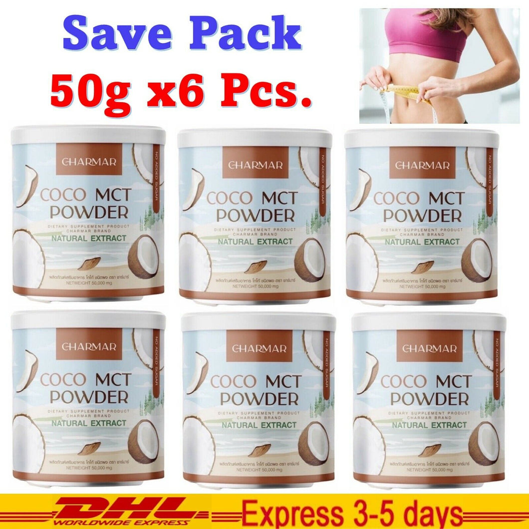 6x CHARMAR COCO MCT Oil Coconut Powder Cold Pressed Burn Fat Suppress Appetite