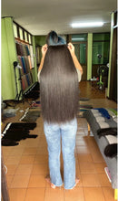 Load image into Gallery viewer, This 70cm long, genuine human hair extension uses two bundles of hair and weighs approximately 240+ grams