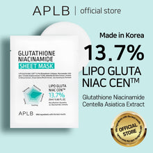 Load image into Gallery viewer, APLB Glutathione Niacinamide Sheet Mask (10 sheets) | Revitalize dull skin and brighten complexion in one sheet.