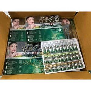 Set pro Q10 White Auraskin 12 Pro Q10 + LAROSCORBINE DIAMOND E-UF+ Collagen fort Plattinum+Placenta extact 1 Box