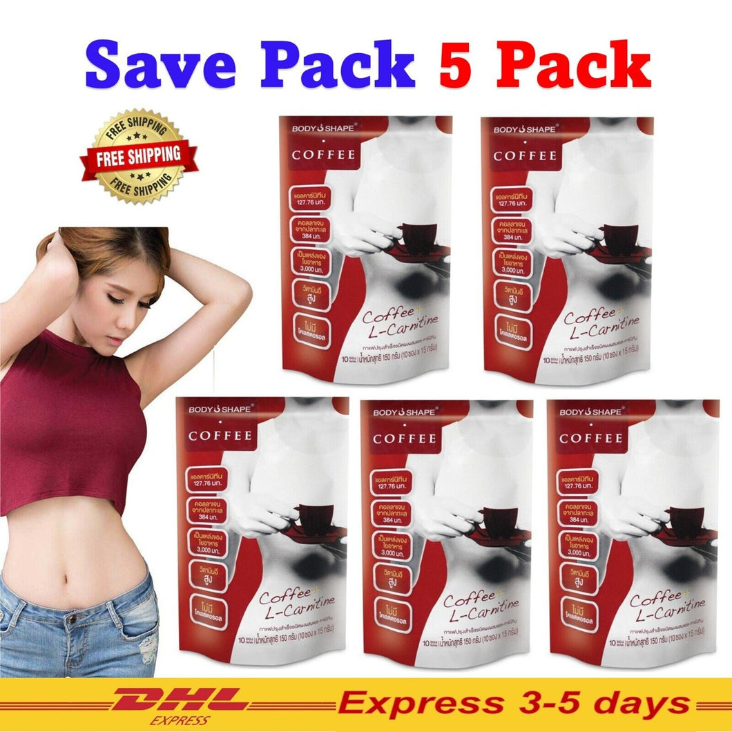 5x Body Shape Coffee 0% Sugar L-Carnitine Weight Loss Aroma Energy Healthy