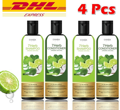 2X Chaba 7 Herb Kaffir Lime Shampoo + 2X Conditioner Cool Formula 300 ml