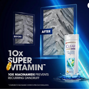 Clear Ice Cool Menthol + Clear Men Cool Sport Menthol Shampoo Special 600ml pack