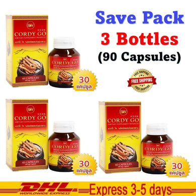 3x Cordy GO 450 mg of Cordyceps Extract Herbal Reishi Extract Supplement Capsule