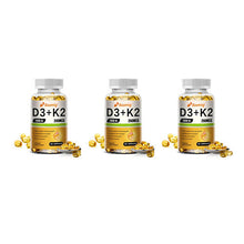 Load image into Gallery viewer, D3+K2 120 CPS, 5000 IU Vitamin D3 and 200 mcg Vitamin K2. Supports muscle, heart health, immunity, and calcium absorption.