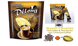De'Long Coffee 4 in 1 King of Real Instant Thai Durian Coffee Food Good Taste 6X