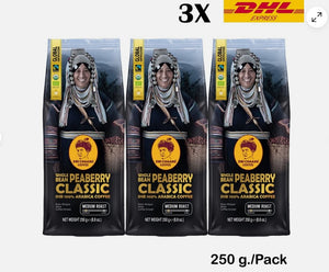 Doi Chaang Thai Coffee Whole Bean Peaberry Classic Arabica 250 g x 3