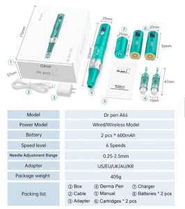 Dr. Pen Ultima A6S with 12 cartridges wireless pen for skin care A6s+ 10 Round Nano Pins