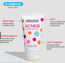 Load image into Gallery viewer, Dr. Somchai Acne Double Whip Foam 100 g. A thick, creamy whipped foam cleanser for the face.