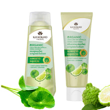 Load image into Gallery viewer, Khaokho Talaypu Shampoo + Conditioner, Kaffir Lime and Centella Asiatica Formula, Helps Reduce Hair Loss (180 ml, 160 ml)