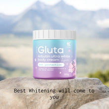 Load image into Gallery viewer, Kiyomi Gluta Arbutin Ultra White Body Cream, a whitening body cream with sunscreen, 500 gram jar.