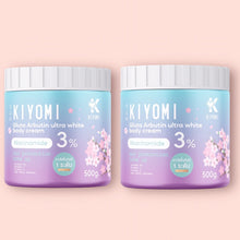 Load image into Gallery viewer, Kiyomi Gluta Arbutin Ultra White Body Cream, a whitening body cream with sunscreen, 500 gram jar.