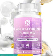 Load image into Gallery viewer, L-Glutathione 1000mg for antioxidant, liver detoxification, skin, brain, heart, aging, health &amp; vitality.