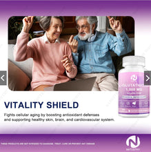 Load image into Gallery viewer, L-Glutathione 1000mg for antioxidant, liver detoxification, skin, brain, heart, aging, health &amp; vitality.