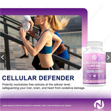 Load image into Gallery viewer, L-Glutathione 1000mg for antioxidant, liver detoxification, skin, brain, heart, aging, health &amp; vitality.