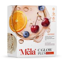 Load image into Gallery viewer, Mela C Glow Plus, a vitamin C drink mix with Acerola Cherry and Zinc, features a highly absorbable formula.