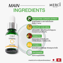 Load image into Gallery viewer, MERCI Vitamin C+ Anti-Acne Extra Bright Serum, facial skincare product, 15ml.