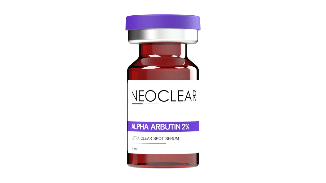 Neoclear Alpha Arbutin 2% Ultra Clear Spot Serum, reduces freckles, dark spots, and brightens skin.