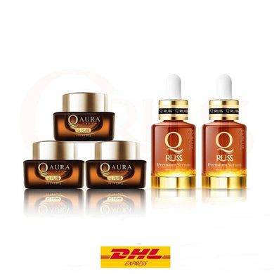 Q Russ set 2 Serum + 3 Cream reduces blemishes freckles looks young dark circle