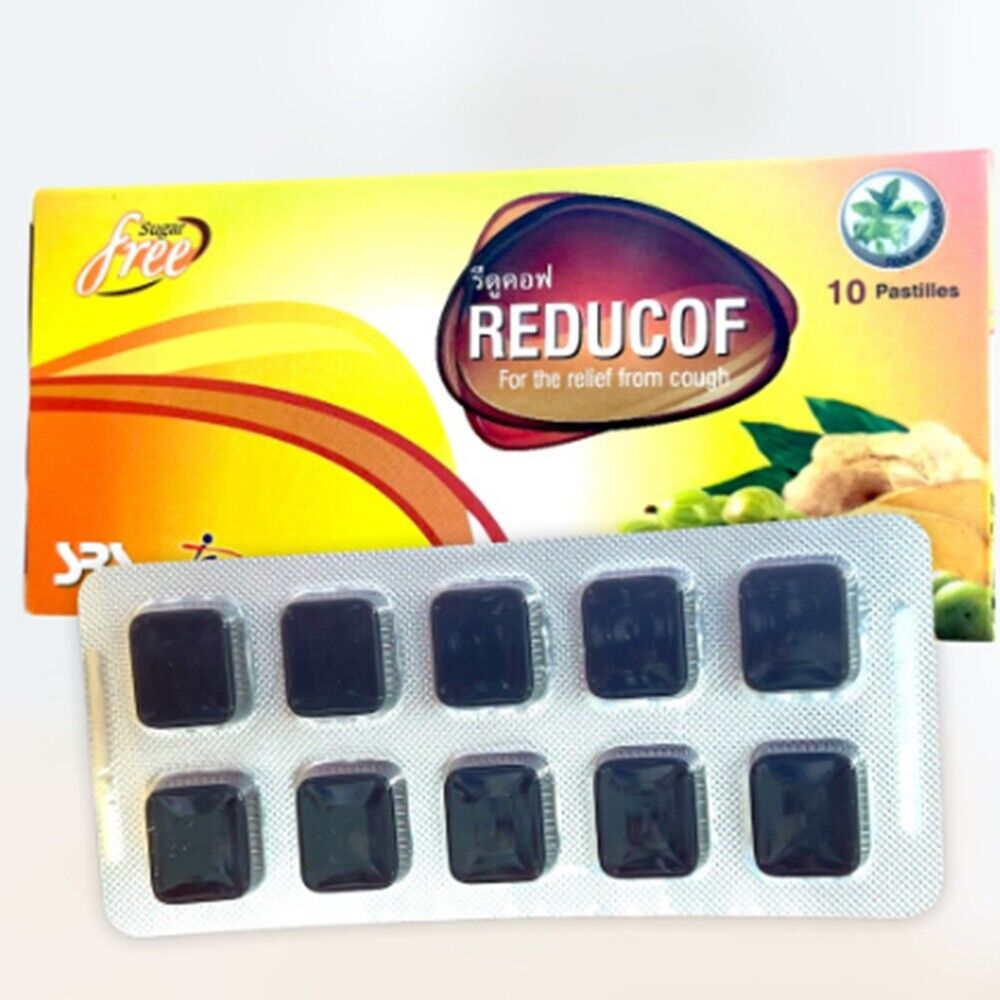 Reducof 10 pestilles herb jelly candy, relieve sore throat, expectoran. x3 Box