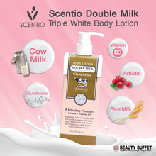 Load image into Gallery viewer, SCENTIO DOUBLE MILK TRIPLE BRIGHT BODY LOTION + BATH CREAM
