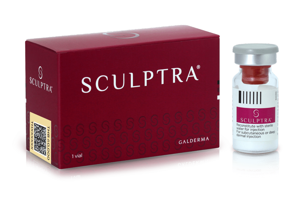 Sculptra is a particle of substance. The world's first natural collagen stimulant 1 Box 1 Bottle