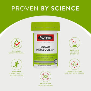 Swisse Ultiboost Sugar Metabolism+ Energy 90 Film Coated