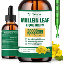 Load image into Gallery viewer, Totaria Mullein 20000 mg Lung Drops. Potent Mullein Leaf for Lung Detox, Airway Cleansing, and Health.