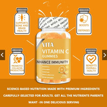 Load image into Gallery viewer, VITA Vitamin C Gummies are multivitamin supplements that support brain health, digestive health, and gum protection. (60 Pcs)