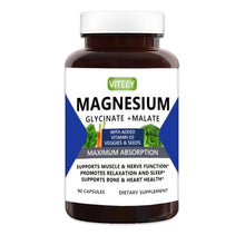 Load image into Gallery viewer, VITEEY Magnesium Glycinate + Malate Vitamin D3 is a Dietary Supplement that Supports Nerve and Muscle Health