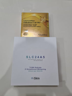 New Iskin SLC24A5 Chromosome Phase IX Glutathione Whitening + ROCHE LAROSCORBINE PALLADIUM E-UF PN COLLAGEN