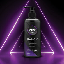 Load image into Gallery viewer, YES&#39; Fancy Gel, a slow-drying, pheromone-scented, water-based lubricant with a 300ml formula.