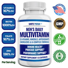 Load image into Gallery viewer, Multivitamin, minerals, herbs, and fruits. 35 capsules or 120 capsules. For men.