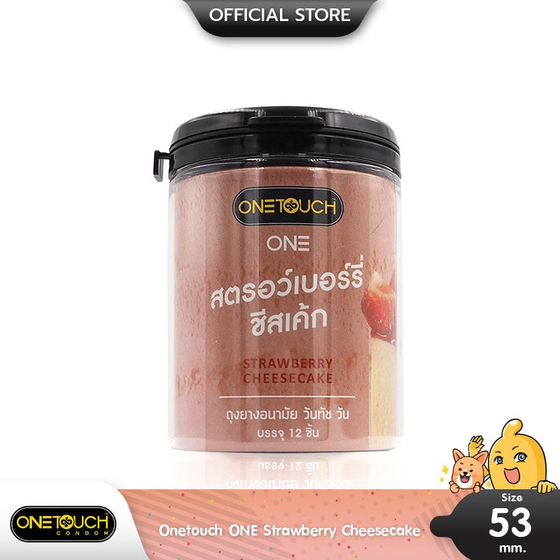 Onetouch One Strawberry Cheesecake condoms, 53 mm, 12-count pack