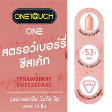 Load image into Gallery viewer, Onetouch One Strawberry Cheesecake condoms, 53 mm, 12-count pack