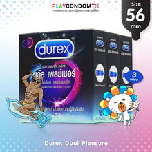 Load image into Gallery viewer, Durex Dual Pleasure Condoms with dots and lines, with delay ejaculation, 56 mm, 3-Pack