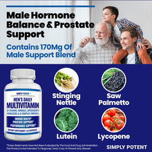 Load image into Gallery viewer, Multivitamin, minerals, herbs, and fruits. 35 capsules or 120 capsules. For men.