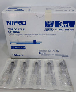 New Nipro Syringe 3 ml Nasal Syringe Latex Free1 Box 100 Pcs